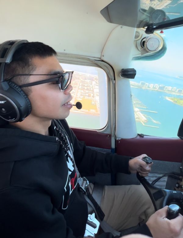 student pilot flying san diego bay tour